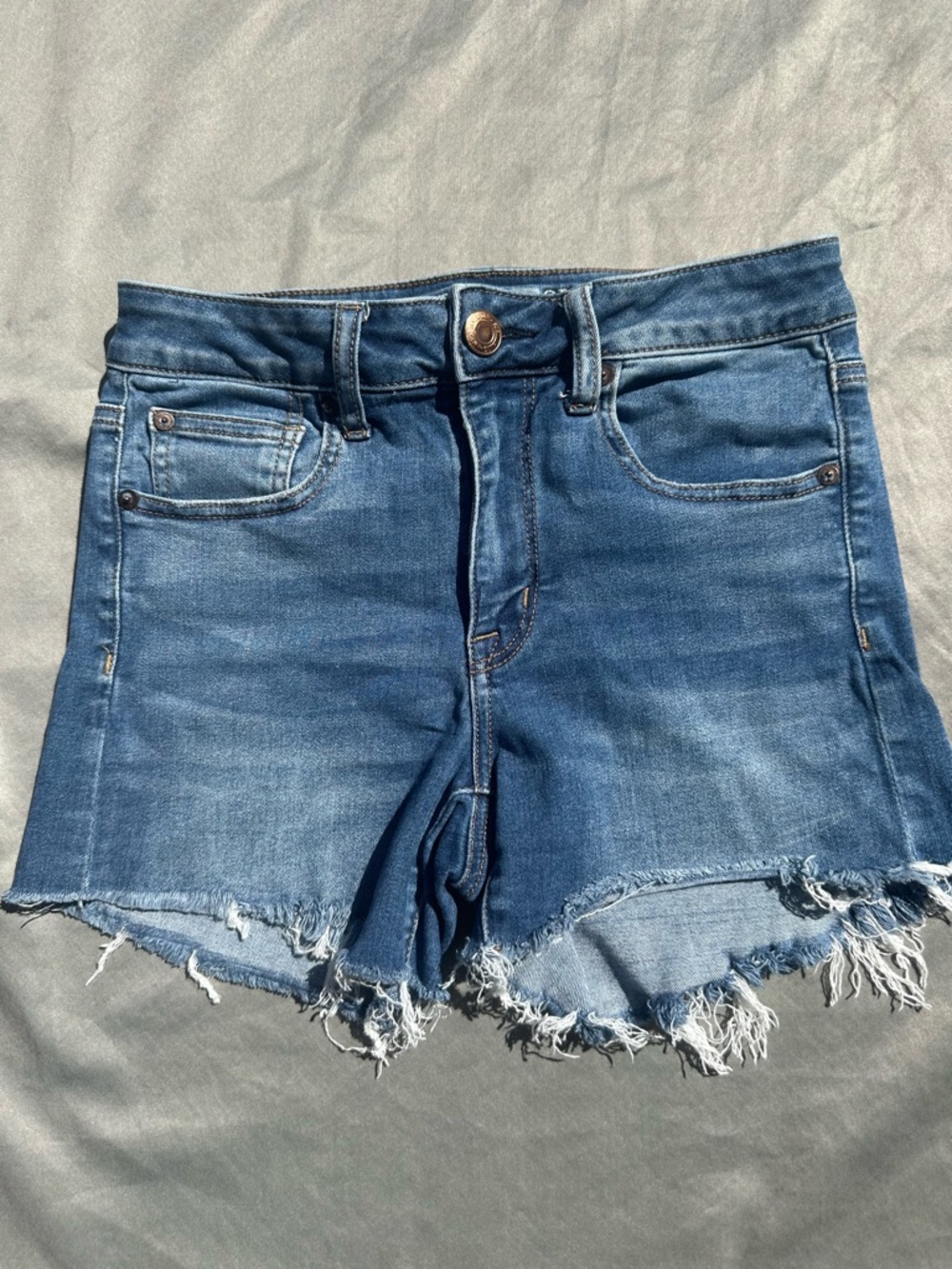 American Eagle Frayed Hem Women's Denim Shorts - Extra Stretch Y2K Casual Summer